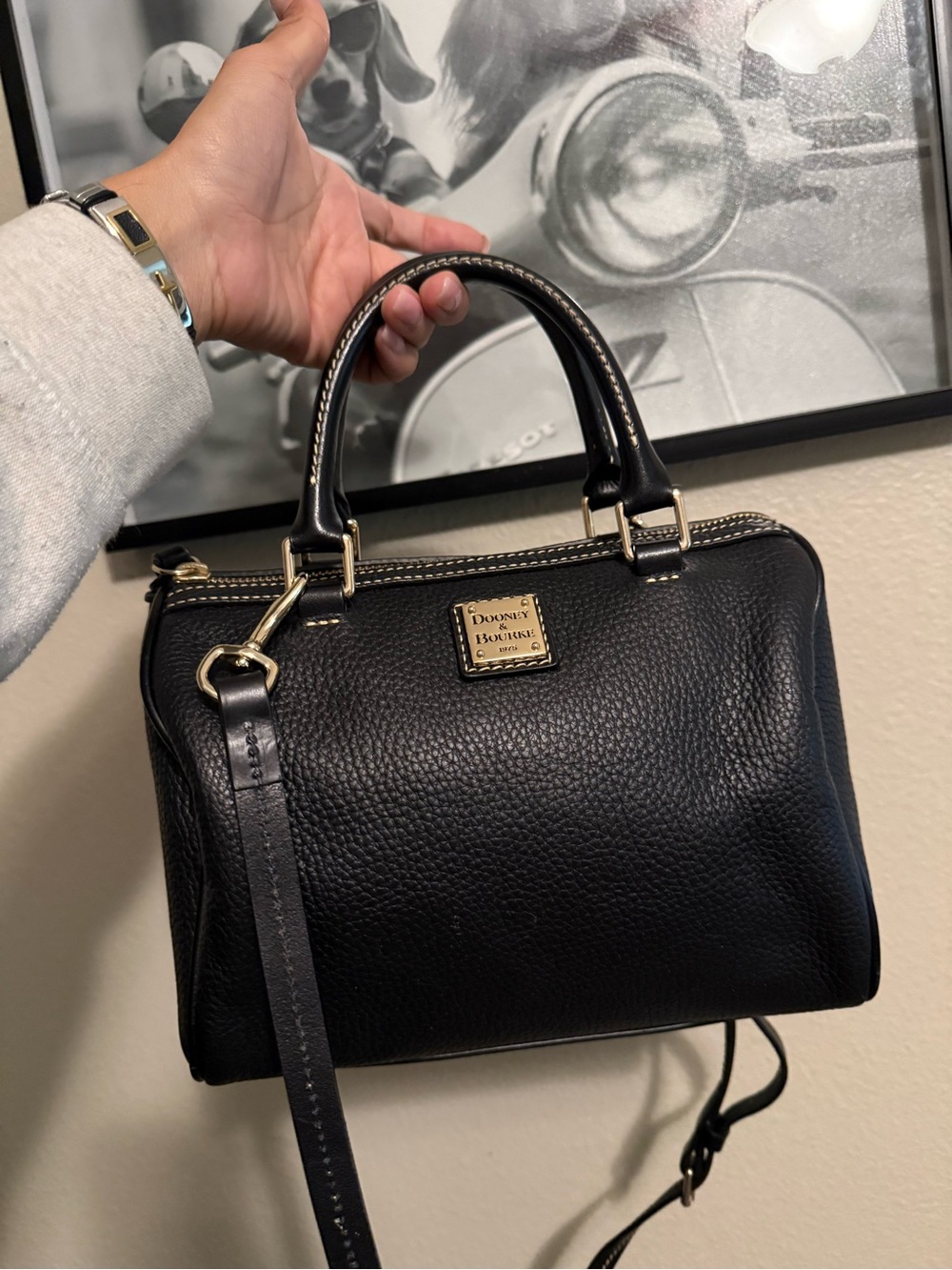 Dooney & Bourke Black Pebble Leather Satchel